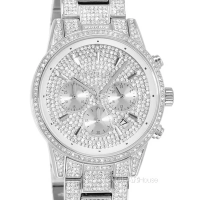 Reloj cronógrafo Michael Kors Bryant Pave para mujer, correa plateada de acero inoxidable Foto 1 de 4
