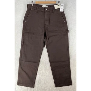 Hollister Jeans Uomo S 32x32 Marrone Falegname Utility Baggy Tela Dritto Y2K NUOVO - Foto 1 di 14