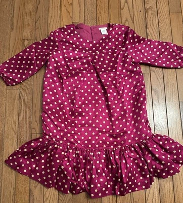 Vestido Crewcuts Niñas XL Rosa Lunares 100% Seda Forrado Manga Media Foto 1 de 4