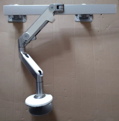 Humanscale M8 Dual Monitor Arm with 2 VESA plates and screws Bolt through Clamp. - Image 1 of 4
