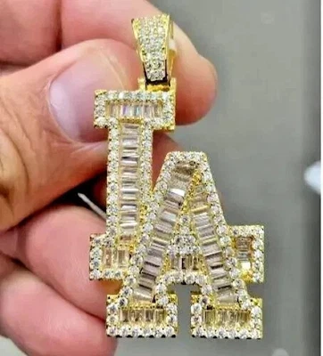 14K Yellow Gold Plated 4.00 Ct Round Cut Lab Created Diamond Shape Pendant - Image 1 of 4