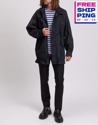 RRP€2980 VALENTINO Jacket IT48 US38 M Blue Silk Blend Gathered Concealed Hood - Image 1 of 4