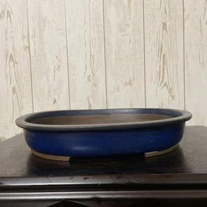Tokoname ware oval lapis lazuli bonsai pot 31cm x 26cm x 6cm - Picture 1 of 6