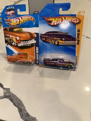 Pair Of Hot Wheels 49 Drag Mercs 2009 & 2010. 49Er In Purple & Phil‘S Burner Org - Image 1 of 4
