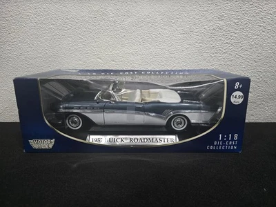MOTOR MAX 1957 BUICK ROADMASTER CONVERTIBLE 1:18 SCALE MODEL CAR BLUE WHITE ASIS - Image 1 of 4