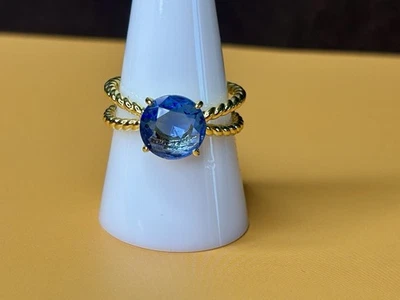 Worn Once. RBP Lab Created Blue Sapphire On Gold Plated Rope Band. Size 9 - Image 1 of 2