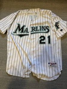 Authentic Russell Vintage Florida Marlins Josh Beckett Jersey 48 Home - Picture 1 of 11