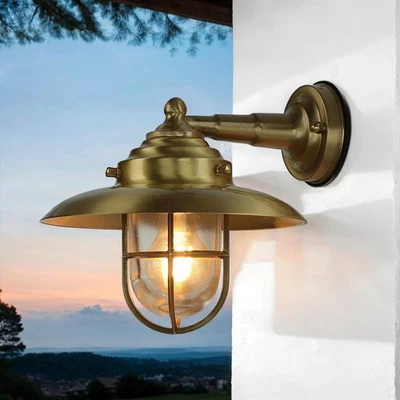 Wandlampe Messing Haustür IP43 Maritim wetterfest KAVALA Außenlampe Laterne Hof - Bild 1 von 4