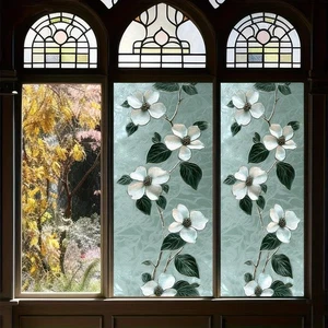 Película para vitrales 17,7 x 39,3 pulgadas retro verde floral ventana privacidad fi... - Imagen 1 de 8