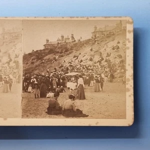 Foto real Bournemouth Stereoview C1880 Dorset Beach Market puesto East Cliff - Imagen 1 de 3