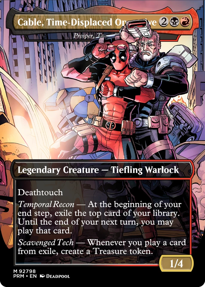 Prosper, Tome-Bound - Cable - Deadpool Foil Custom sticker MTG Marvel Commander - Image 1 of 1