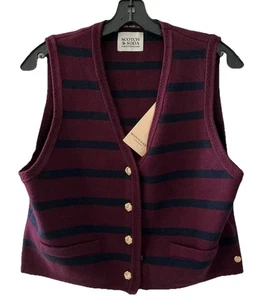 Scotch & Soda Sleeveles Striped Knit Cardigan Sweater Vest Womens Size L New  - Picture 1 of 2