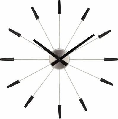 NEXTIME Wall Clock "PLUG INN", very quiet, black, stainless steel, ø22.8in New - Image 1 of 4