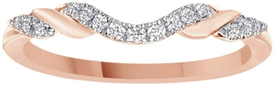 Anillo de compromiso/promesa contorno envuelto en cinta diamante de 0,13 quilates en oro rosa de 10 quilates Foto 1 de 1