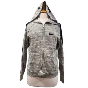 PINK Damen Hoodie mit Reißverschluss Größe M grau schwarz Mesh Langarm - Bild 1 von 13