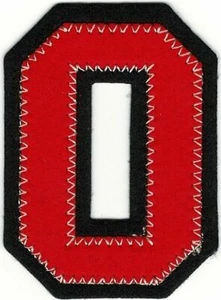 Red Black Felt Letter “O” Patch – Varsity Style Iron-On Applique (2 1/2" in) - Picture 1 of 1