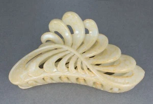 Cream marbled plastic 5" long barrette Big Huge hair clip claw clamp cut out - Picture 1 of 10