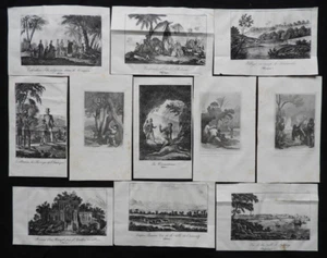 Lot de gravures anciennes 19ème (Afrique, Amérique, Asie, Tonkin,..) 11 x 17 cm - Foto 1 di 5