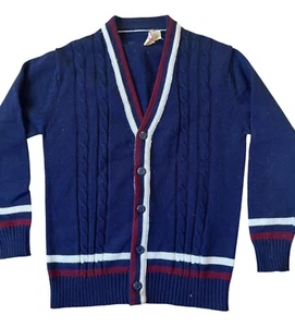 VTG Y2K Zarye Billy Best Cardigan Sweater Boys Youth XL Blue Preppy Grunge 90s - Picture 1 of 6
