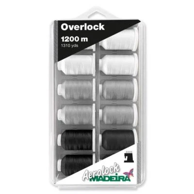 Madeira Aerolock No.125 Overlock Garnbox Black & White (3 Farben/ 12 x 1200 m) - Bild 1 von 3