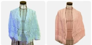 Crochet Cape for Girl Open Work Lightweight Baby Blue or Pink - Picture 1 of 14