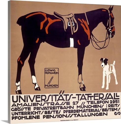 Horse and Fox Terrier, Universitats Canvas Wall Art Print, Horse Home Decor