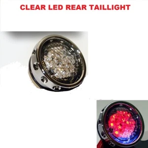 Retro Chrome Aluminum Drilled LED Taillight with No Bracket Harley Bobber - Picture 1 of 3