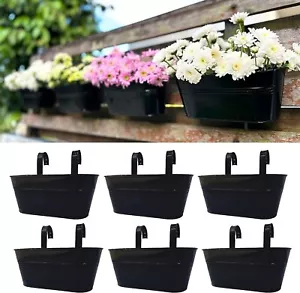 Outdoor Plants Rail Planter Window Box (6 Pack, 11.2 Inch) Hanging Flower Pots - Picture 1 of 9