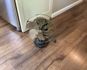 RARE EMERSON PANCAKE FAN 12” No. 12666 6BB/BC OSCILLATOR w/ ORNATE BASE TESTED - Picture 1 of 24