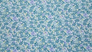 102" EXTRA BREIT türkis & aquamarin Blumen PERKAL Folie Stoff Meterware - Bild 1 von 1