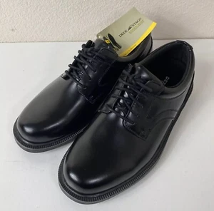 DEER STAGS NUOVO Nero PELLE Oxford Scarpe Punta Tinta Unita Uomo TAGLIA 9,5 M Super Calzino - Foto 1 di 18