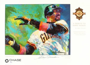 LEROY NEIMAN SIGNED TRIBUTE TO BARRY BONDS 15x25 POSTER GIANTS 40th ANNIVERSARY - Picture 1 of 3