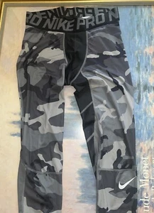 NIKE PRO Mens Compression Tight SIZE LARGE Gray Camo Training Spandex Base Layer - Picture 1 of 17