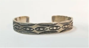 Navajo Sterling Silver Hand Stamped Bracelet Cuff By Artist B. Shorty - Picture 1 of 4
