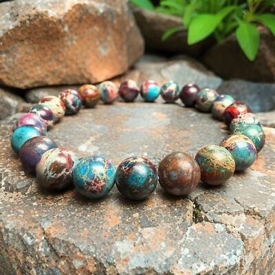 10mm Natural Imperial Jasper Stone Bracelet Healing Women Men Bracelet Handmade - Image 1 of 4
