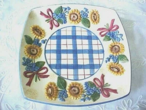Yankee Candle Tray Sunflower Ceramic 7-1/4" Square Base Only New With Tags - Picture 1 of 6