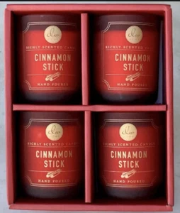 DW HOME CANDLE CINNAMON STICK SET OF 4  RICHLY SCENTED 1 WICK SOYWAX MINI 3.8oz - Picture 1 of 5
