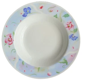 Lynns Floral Rhapsody Fine China 9" Soup Bowl White With Pink Blue Rim LN418 - Picture 1 of 2