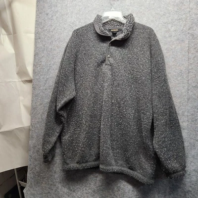 Bachrach 男式深灰色针织亨利领长袖套衫毛衣 XL 码 — 第 1/4 张图片