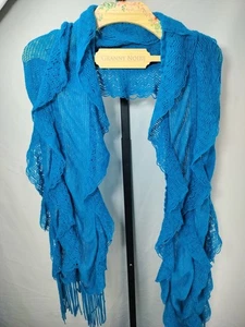 Knitted Acrylic Sashay Scallop & Ruffled Crochet Layer Scarf, OS - Picture 1 of 24