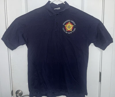 New York City Police Sheriff Office Polo Mens Size XL Blue Logo 100% Cotton USA - Image 1 of 4
