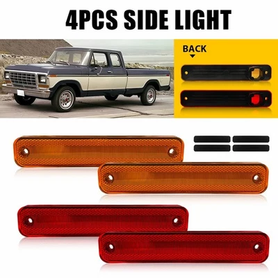 Marcador lateral de carcasa delantera trasera rojo ámbar para Ford F-100 F-150 F-250 1973-1979 Foto 1 de 4