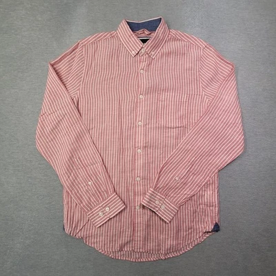 Express Shirt Men Small Red Striped Linen Lyocell Slim Fit Button Down NWT - Image 1 of 4