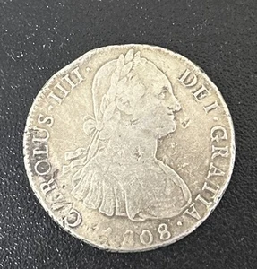 1808 Mexico Spanish Colonial 8 Reales Silver Coin Charles IIII - Picture 1 of 2