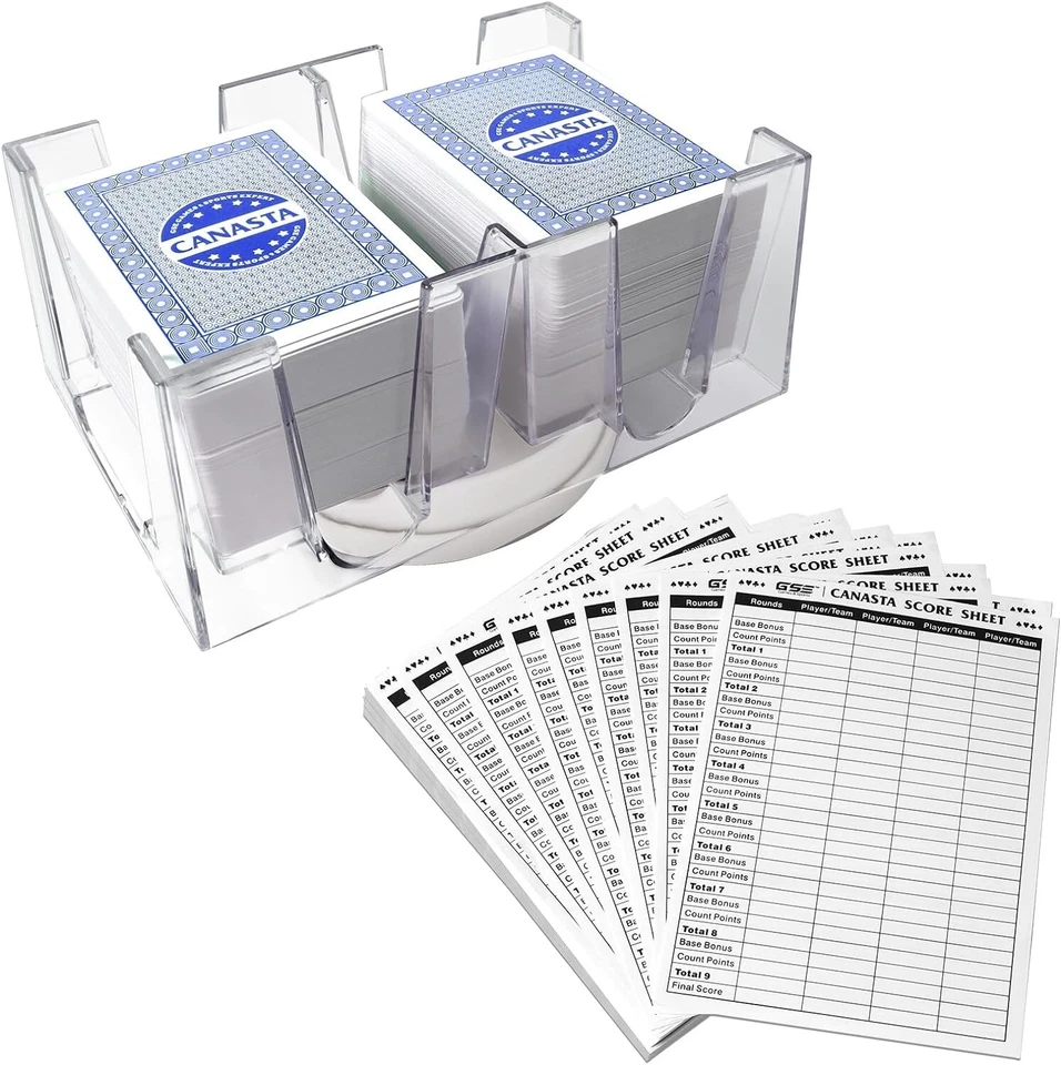 Juego Canasta con 6 Cartas Canasta con Valores de Punto, Almohadillas de Puntuación y Bandeja Giratoria Foto 1 de 4