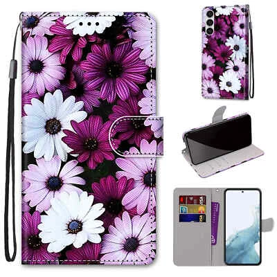 For Various Covers Flip Magnetic Painted Leather Card Slot Stand Soft Phone Case - Image 1 of 4