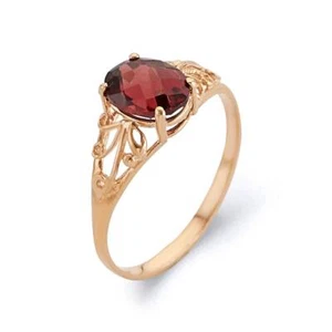 1.70 Ct Garnet Prong Ring 10k Solid Yellow Gold - Picture 1 of 4