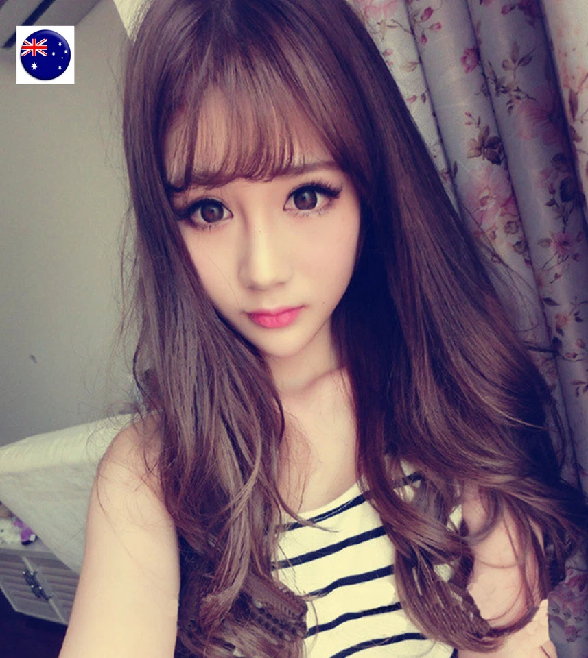 Women Girls Lady Natural Fringe Cosplay Costume Party Curly Long Full Hair Wigs  - Image 1 of 4