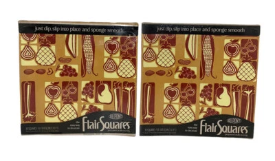 2 Pks Vtg DuPont FLAIR SQUARES Wall Panel Retro Kitchen Fruits/Veggies NOS *READ - Image 1 of 4