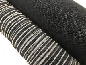 GREY BROWN BLACK CHENILLE FABRIC UPHOLSTERY MATERIAL STRIPED  140 cms VELVET - Picture 1 of 14